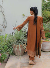 Qline By Qalamkar Embroidered Peach Leather Unstitched 3 Piece Suit - 06 MIRHA